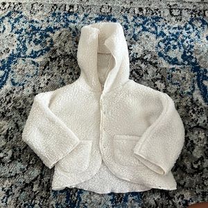Oh baby! 6-12 month white fleece jacket.